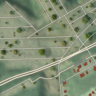 Second close-up of the map of Upper Hill, Pennsylvania print showing more streets and buildings
