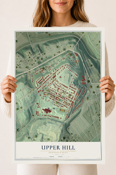 Map of Upper Hill, Pennsylvania, 18 x 24 inch unframed archival matte print