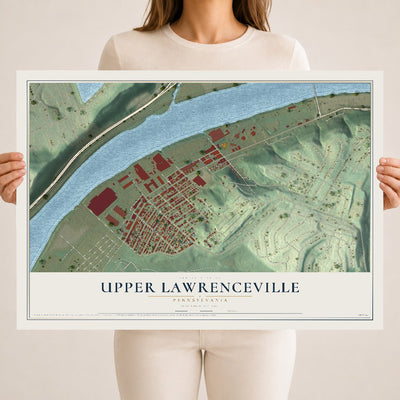 Map of Upper Lawrenceville, Pennsylvania, 18 x 24 inch unframed archival matte print