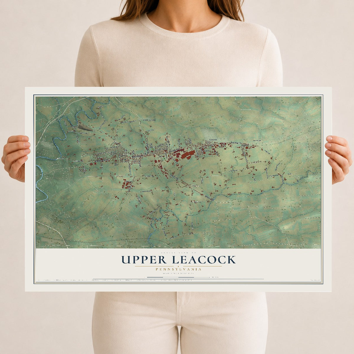 Map of Upper Leacock, Pennsylvania, 12 x 18 inch unframed archival matte print
