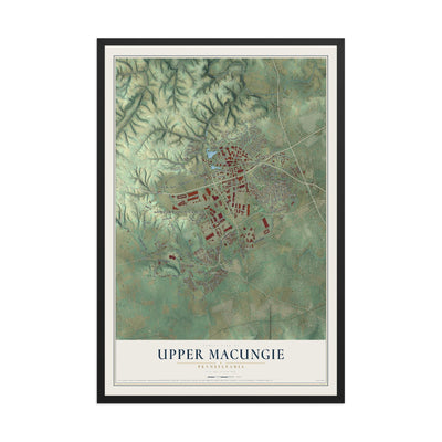 Map of Upper Macungie, Pennsylvania, 12 x 18 inch print in a black wood frame