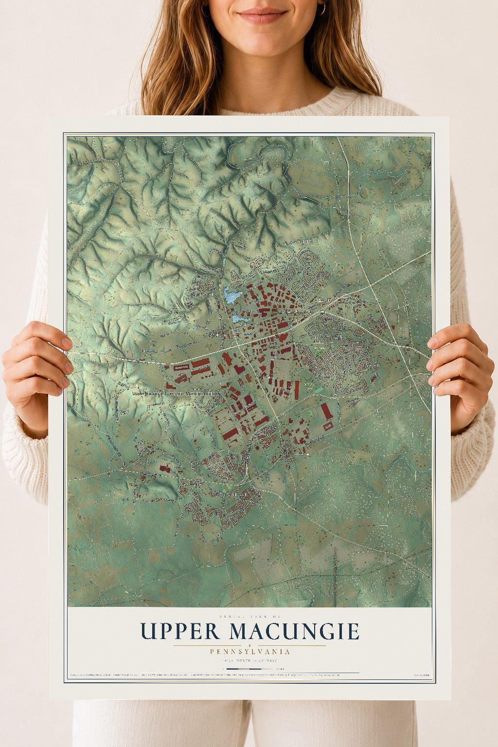 Map of Upper Macungie, Pennsylvania, 18 x 24 inch unframed archival matte print