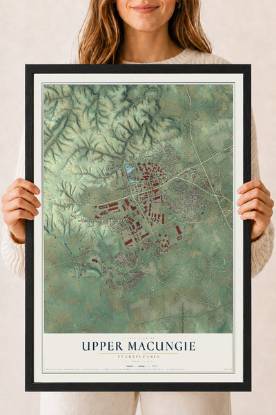 Map of Upper Macungie, Pennsylvania, 18 x 24 inch print in a black wood frame