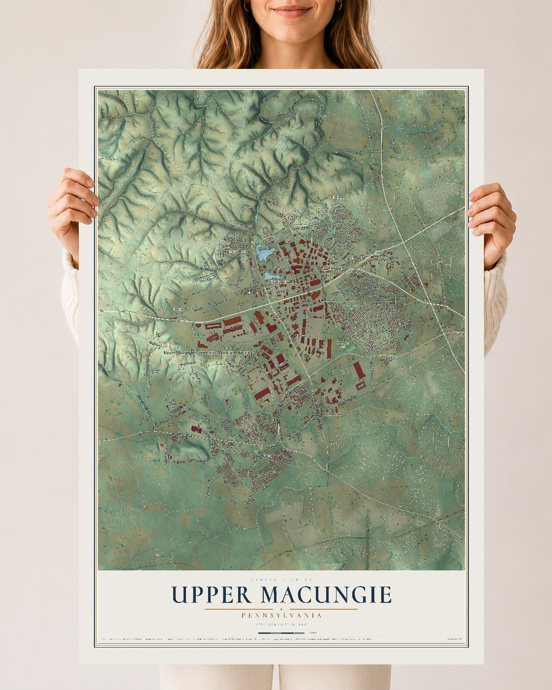 Map of Upper Macungie, Pennsylvania, 24 x 36 inch unframed archival matte print