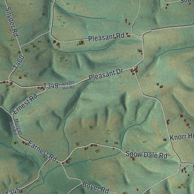 Close-up of the map of Upper Mahanoy, Pennsylvania print showing street and building detail