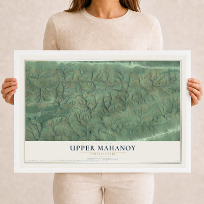 Map of Upper Mahanoy, Pennsylvania, 12 x 18 inch print in a white wood frame