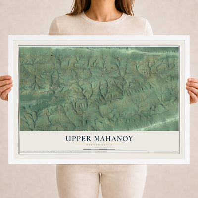 Map of Upper Mahanoy, Pennsylvania, 18 x 24 inch print in a white wood frame