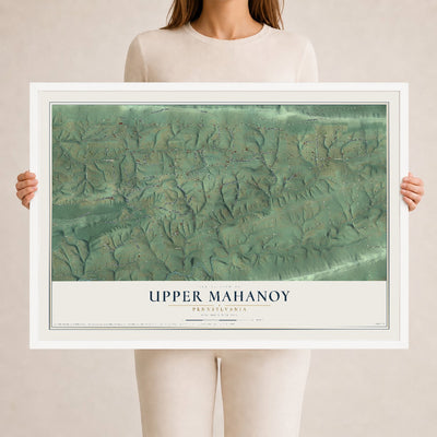 Map of Upper Mahanoy, Pennsylvania, 24 x 36 inch print in a white wood frame