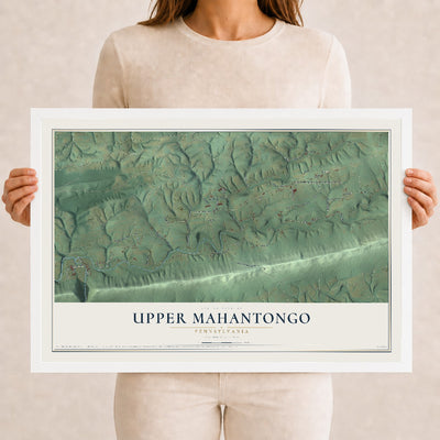 Map of Upper Mahantongo, Pennsylvania, 12 x 18 inch print in a white wood frame