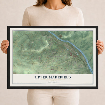 Map of Upper Makefield, Pennsylvania, 12 x 18 inch print in a black wood frame