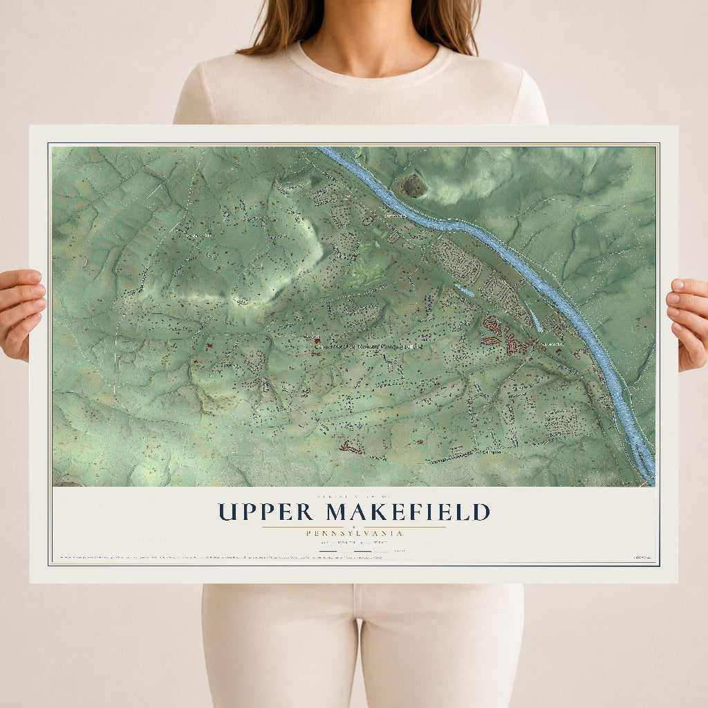 Map of Upper Makefield, Pennsylvania, 18 x 24 inch unframed archival matte print