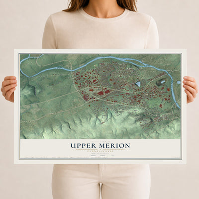 Map of Upper Merion, Pennsylvania, 12 x 18 inch unframed archival matte print