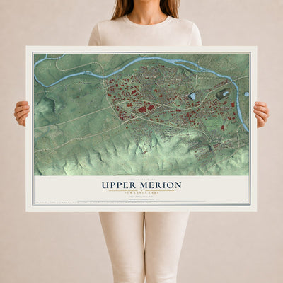 Map of Upper Merion, Pennsylvania, 24 x 36 inch unframed archival matte print