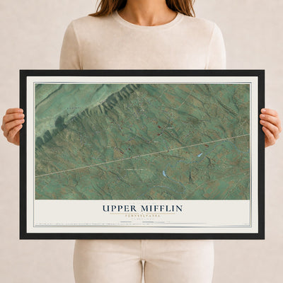Map of Upper Mifflin, Pennsylvania, 12 x 18 inch print in a black wood frame