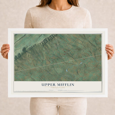 Map of Upper Mifflin, Pennsylvania, 12 x 18 inch print in a white wood frame