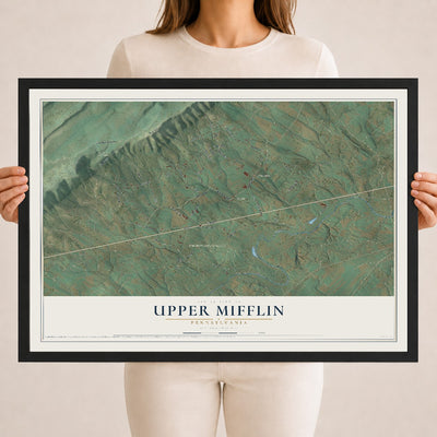 Map of Upper Mifflin, Pennsylvania, 18 x 24 inch print in a black wood frame