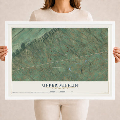 Map of Upper Mifflin, Pennsylvania, 18 x 24 inch print in a white wood frame