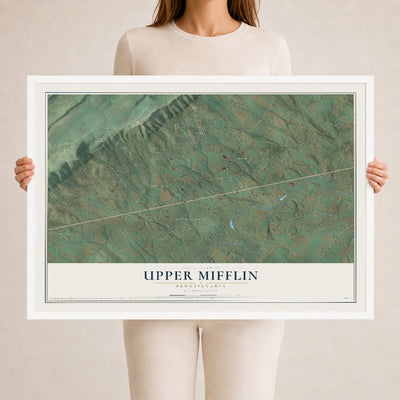 Map of Upper Mifflin, Pennsylvania, 24 x 36 inch print in a white wood frame