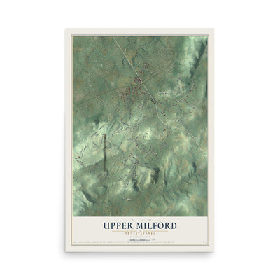 Map of Upper Milford, Pennsylvania, 12 x 18 inch unframed archival matte print