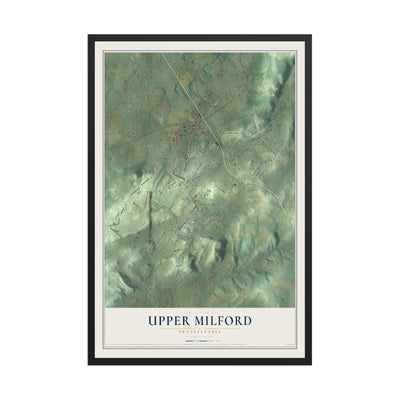 Map of Upper Milford, Pennsylvania, 12 x 18 inch print in a black wood frame