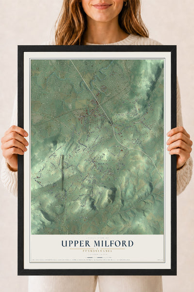 Map of Upper Milford, Pennsylvania, 18 x 24 inch print in a black wood frame