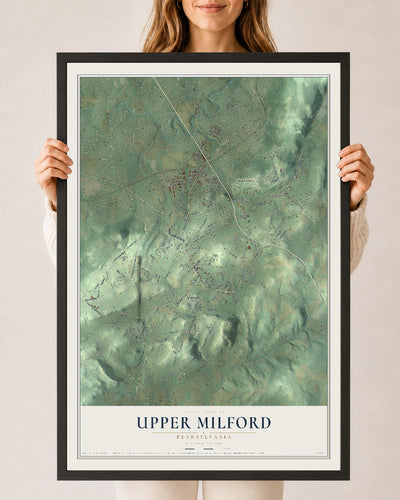 Map of Upper Milford, Pennsylvania, 24 x 36 inch print in a black wood frame
