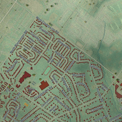 Second close-up of the map of Upper Moreland, Pennsylvania print showing more streets and buildings