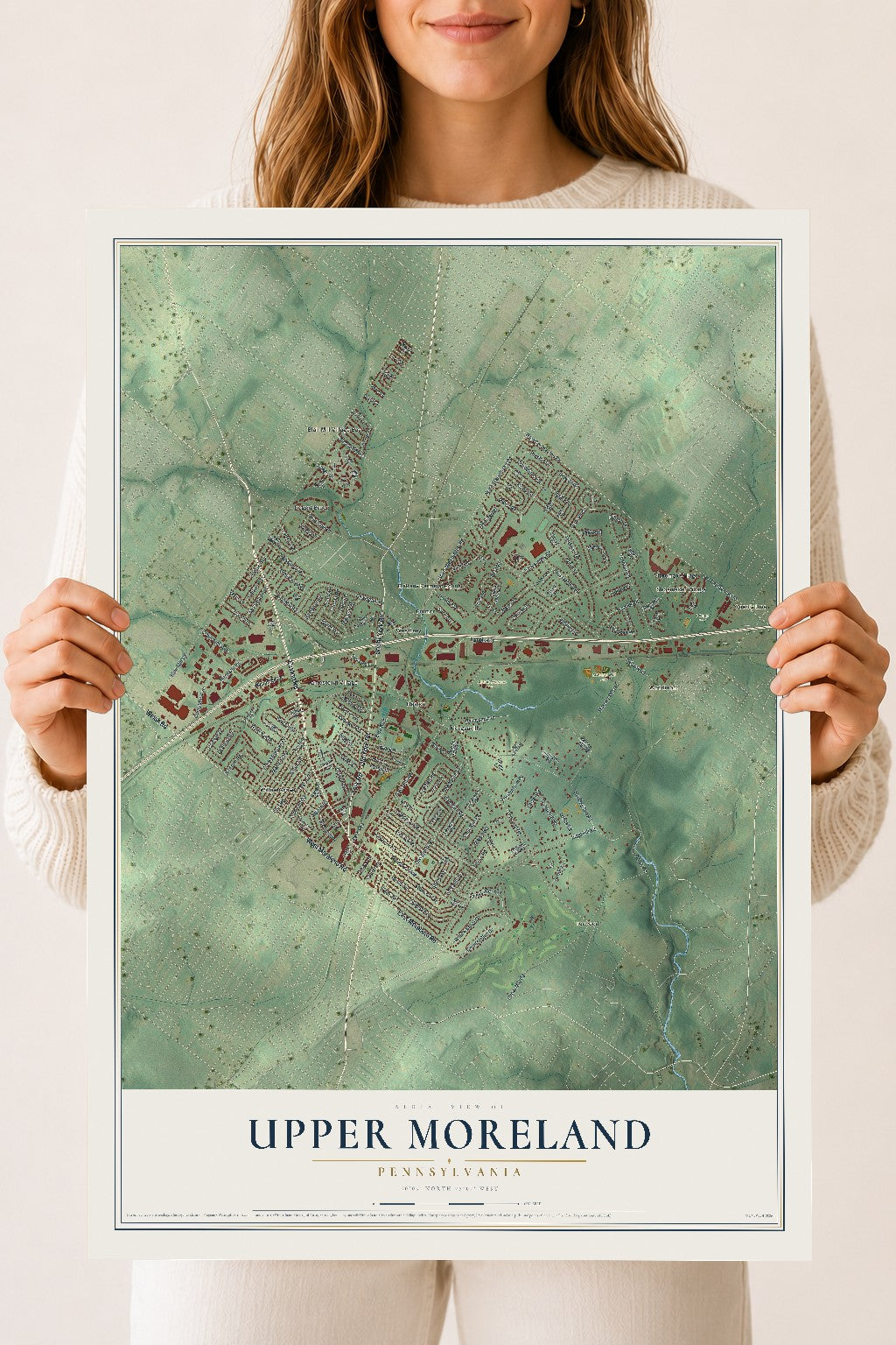 Map of Upper Moreland, Pennsylvania, 18 x 24 inch unframed archival matte print
