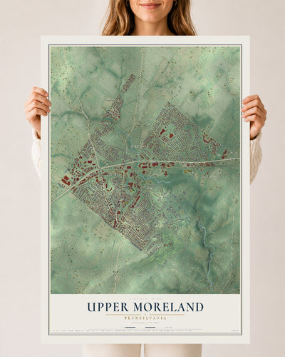 Map of Upper Moreland, Pennsylvania, 24 x 36 inch unframed archival matte print