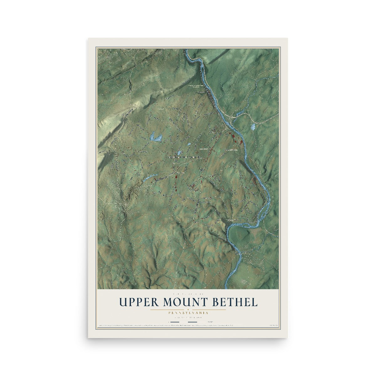 Map of Upper Mount Bethel, Pennsylvania, 12 x 18 inch unframed archival matte print