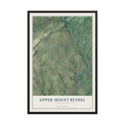 Map of Upper Mount Bethel, Pennsylvania, 12 x 18 inch print in a black wood frame