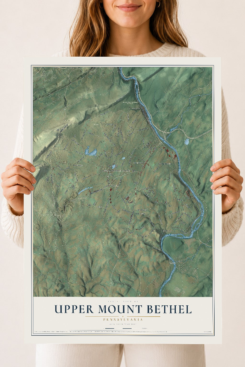 Map of Upper Mount Bethel, Pennsylvania, 18 x 24 inch unframed archival matte print