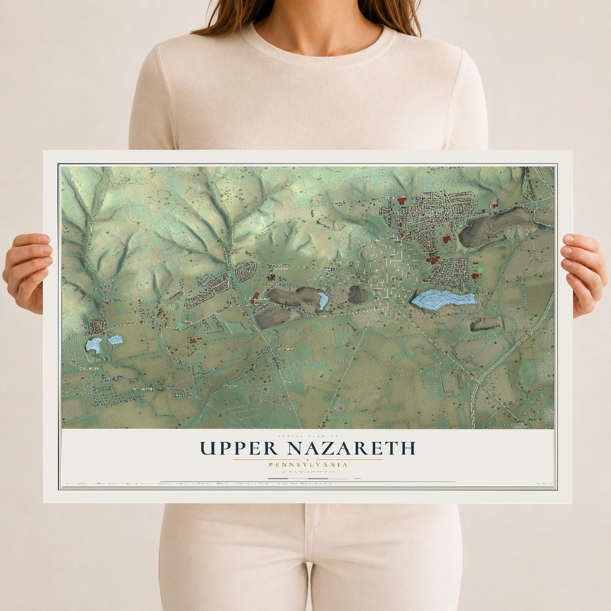 Map of Upper Nazareth, Pennsylvania, 12 x 18 inch unframed archival matte print
