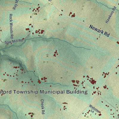 Close-up of the map of Upper Oxford, Pennsylvania print showing street and building detail