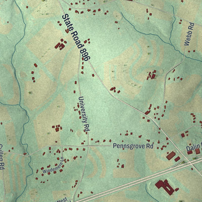 Second close-up of the map of Upper Oxford, Pennsylvania print showing more streets and buildings