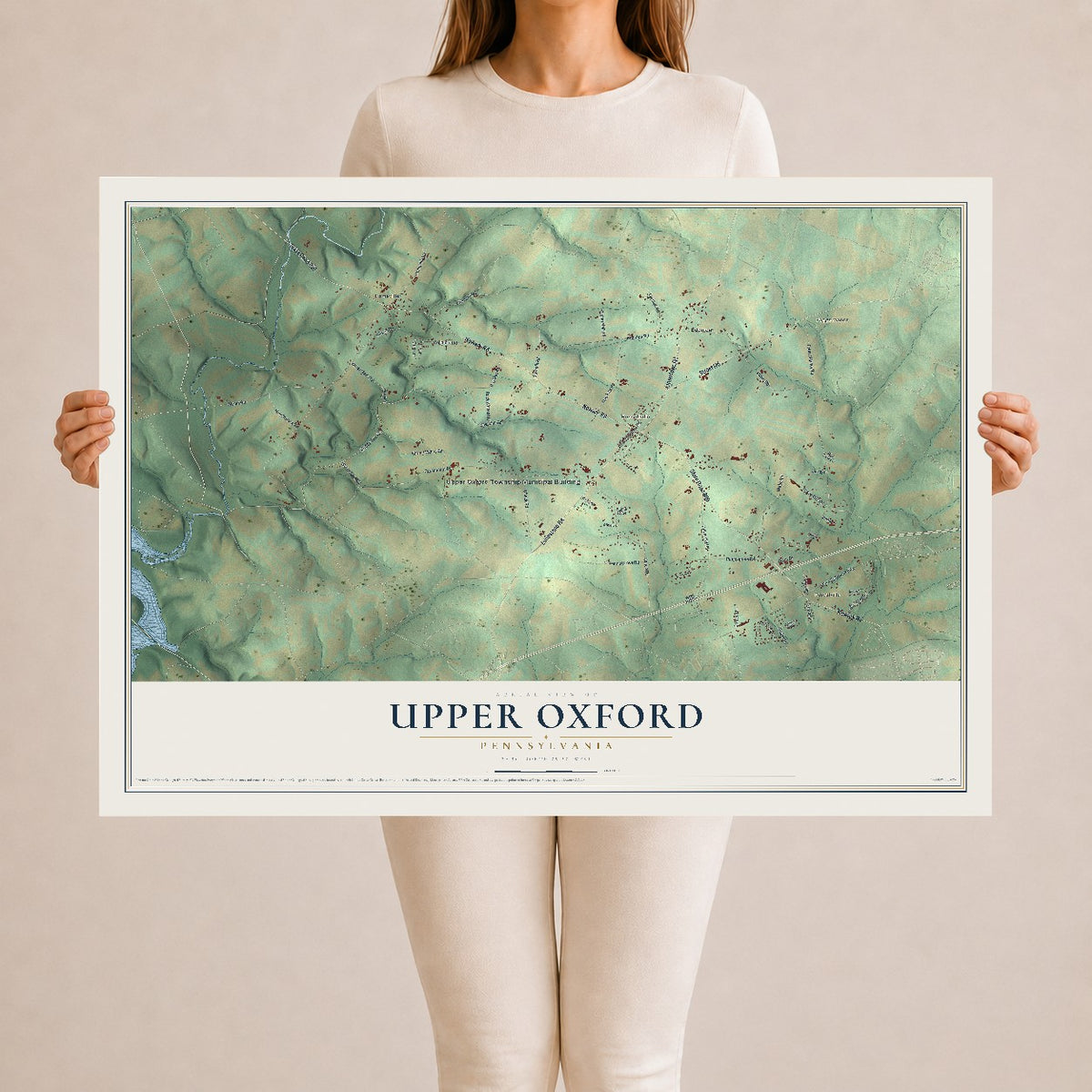 Map of Upper Oxford, Pennsylvania, 24 x 36 inch unframed archival matte print