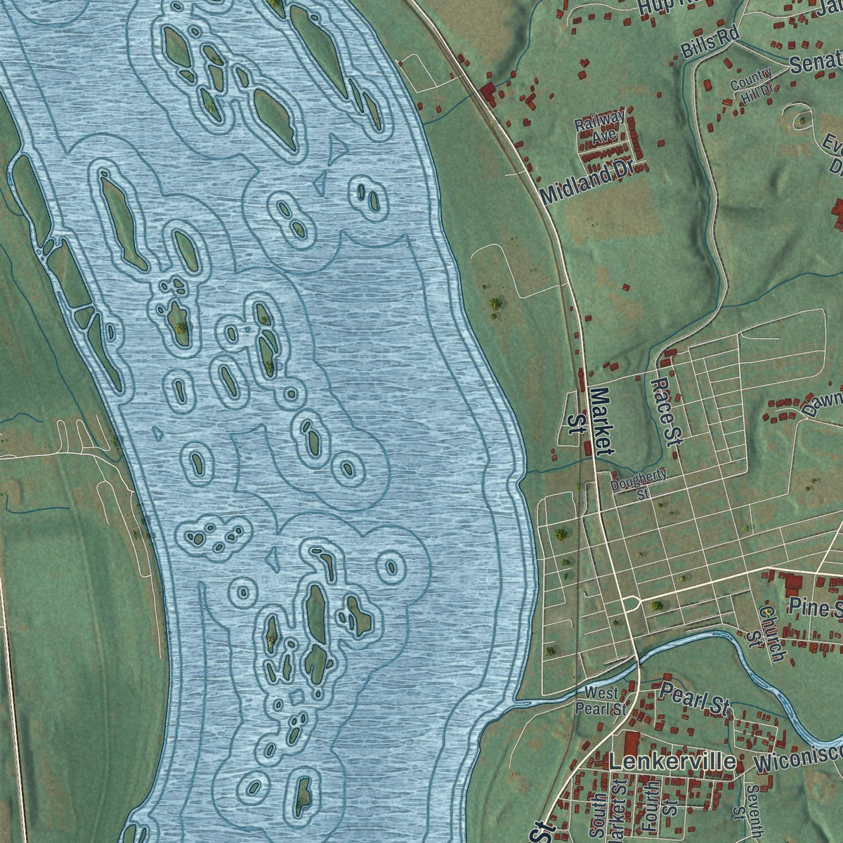 Close-up of the map of Upper Paxton, Pennsylvania print showing street and building detail
