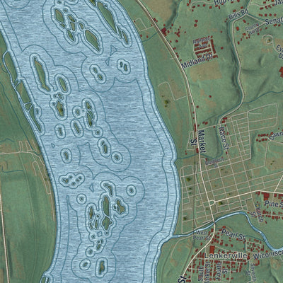 Close-up of the map of Upper Paxton, Pennsylvania print showing street and building detail