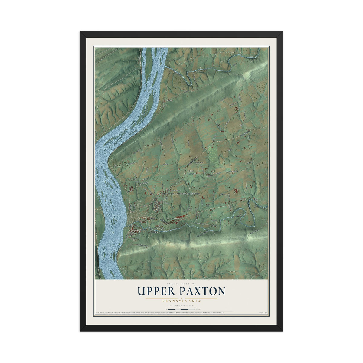 Map of Upper Paxton, Pennsylvania, 12 x 18 inch print in a black wood frame
