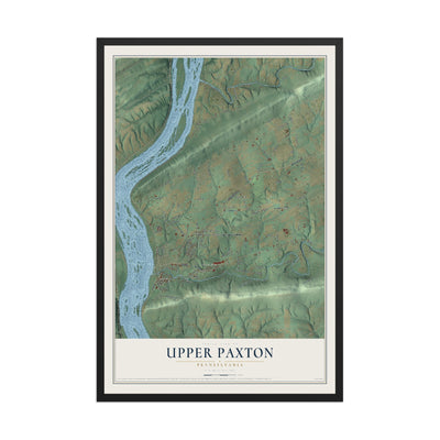 Map of Upper Paxton, Pennsylvania, 12 x 18 inch print in a black wood frame