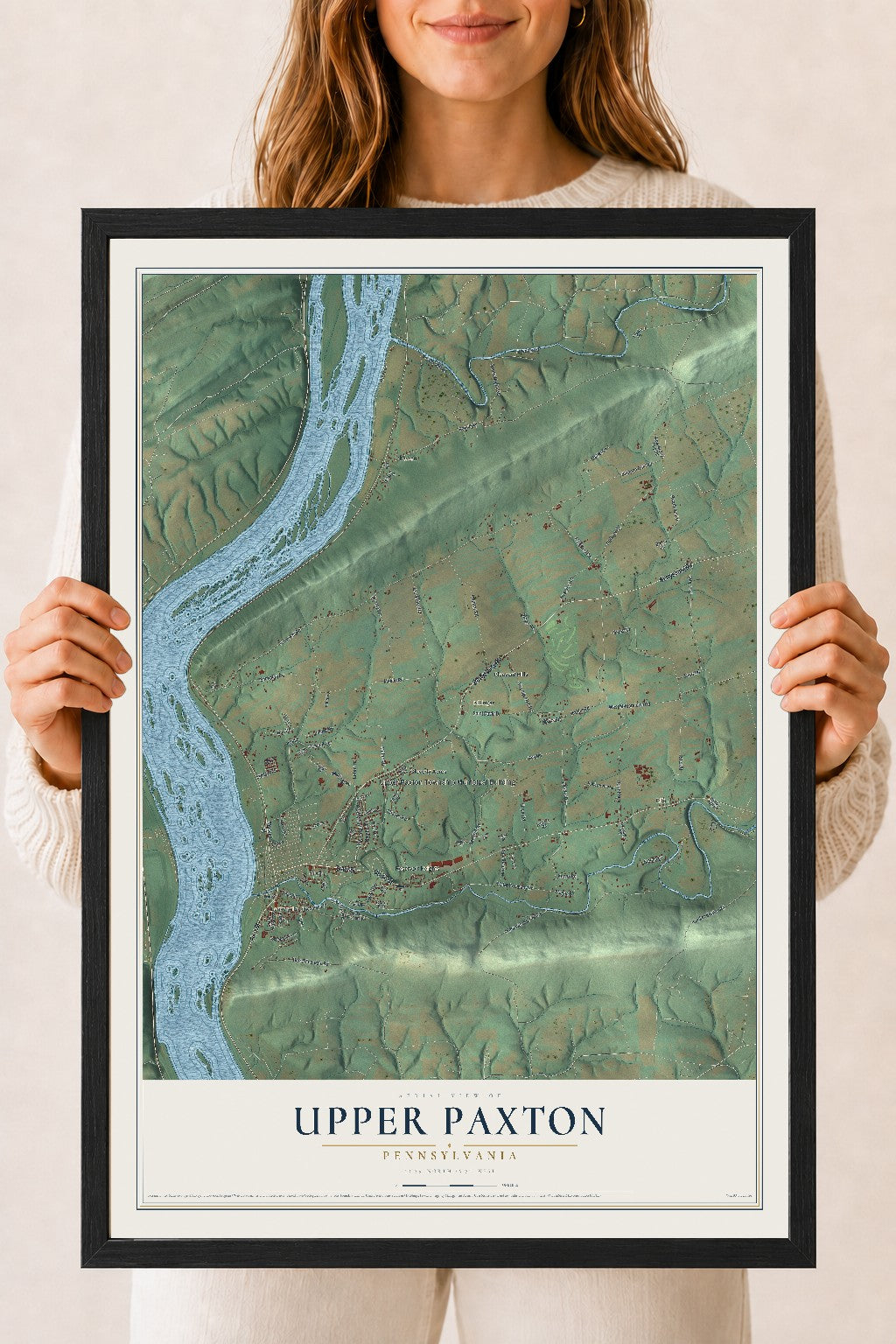 Map of Upper Paxton, Pennsylvania, 18 x 24 inch print in a black wood frame
