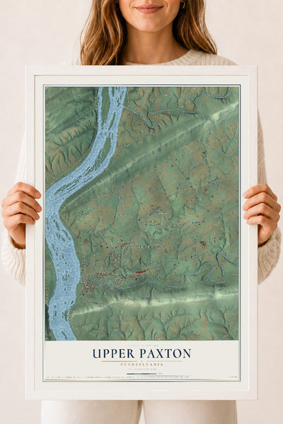 Map of Upper Paxton, Pennsylvania, 18 x 24 inch print in a white wood frame