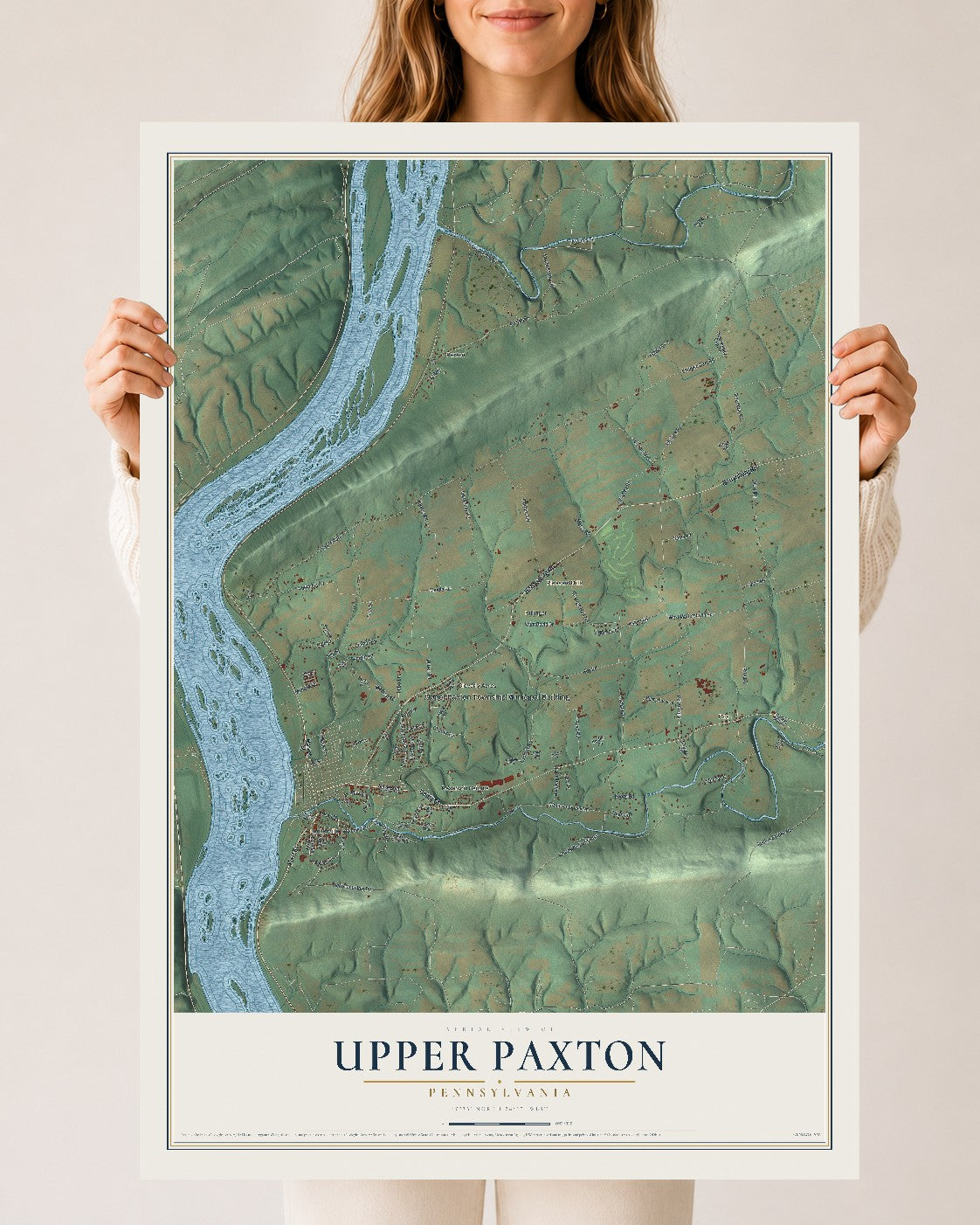 Map of Upper Paxton, Pennsylvania, 24 x 36 inch unframed archival matte print