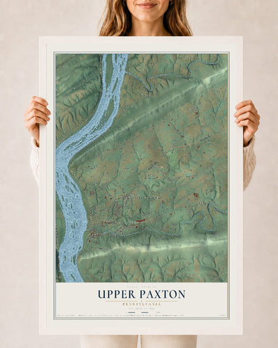 Map of Upper Paxton, Pennsylvania, 24 x 36 inch print in a white wood frame