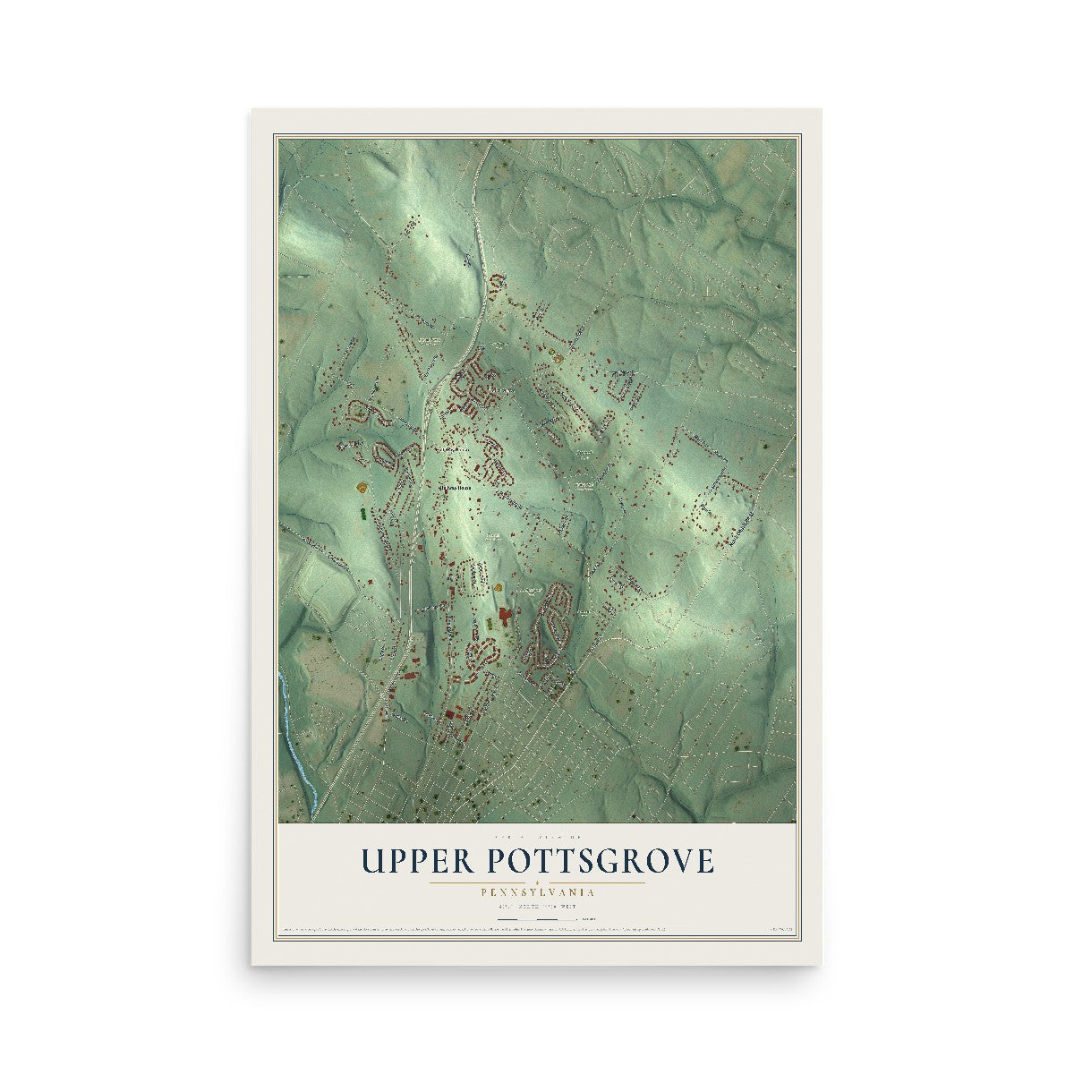 Map of Upper Pottsgrove, Pennsylvania, 12 x 18 inch unframed archival matte print