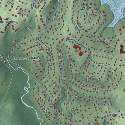 Second close-up of the map of Upper Providence, Delaware County, Pennsylvania print showing more streets and buildings