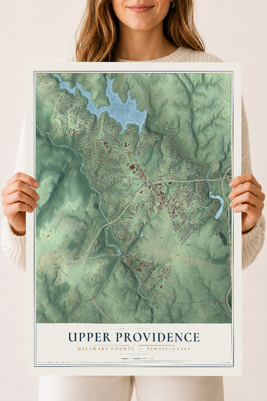 Map of Upper Providence, Delaware County, Pennsylvania, 18 x 24 inch unframed archival matte print