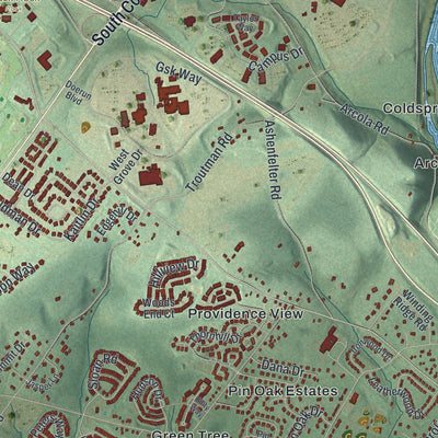 Second close-up of the map of Upper Providence, Montgomery County, Pennsylvania print showing more streets and buildings