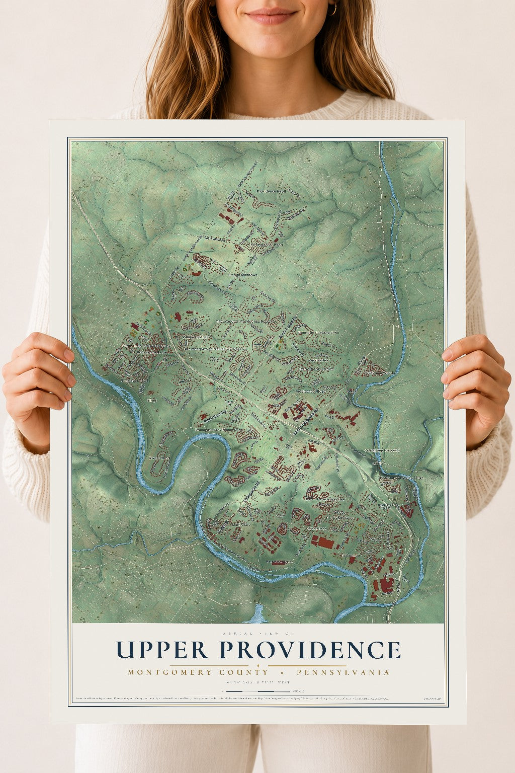 Map of Upper Providence, Montgomery County, Pennsylvania, 18 x 24 inch unframed archival matte print