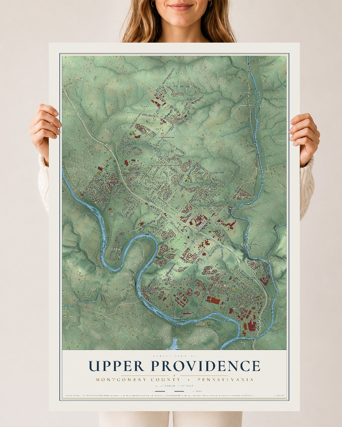 Map of Upper Providence, Montgomery County, Pennsylvania, 24 x 36 inch unframed archival matte print